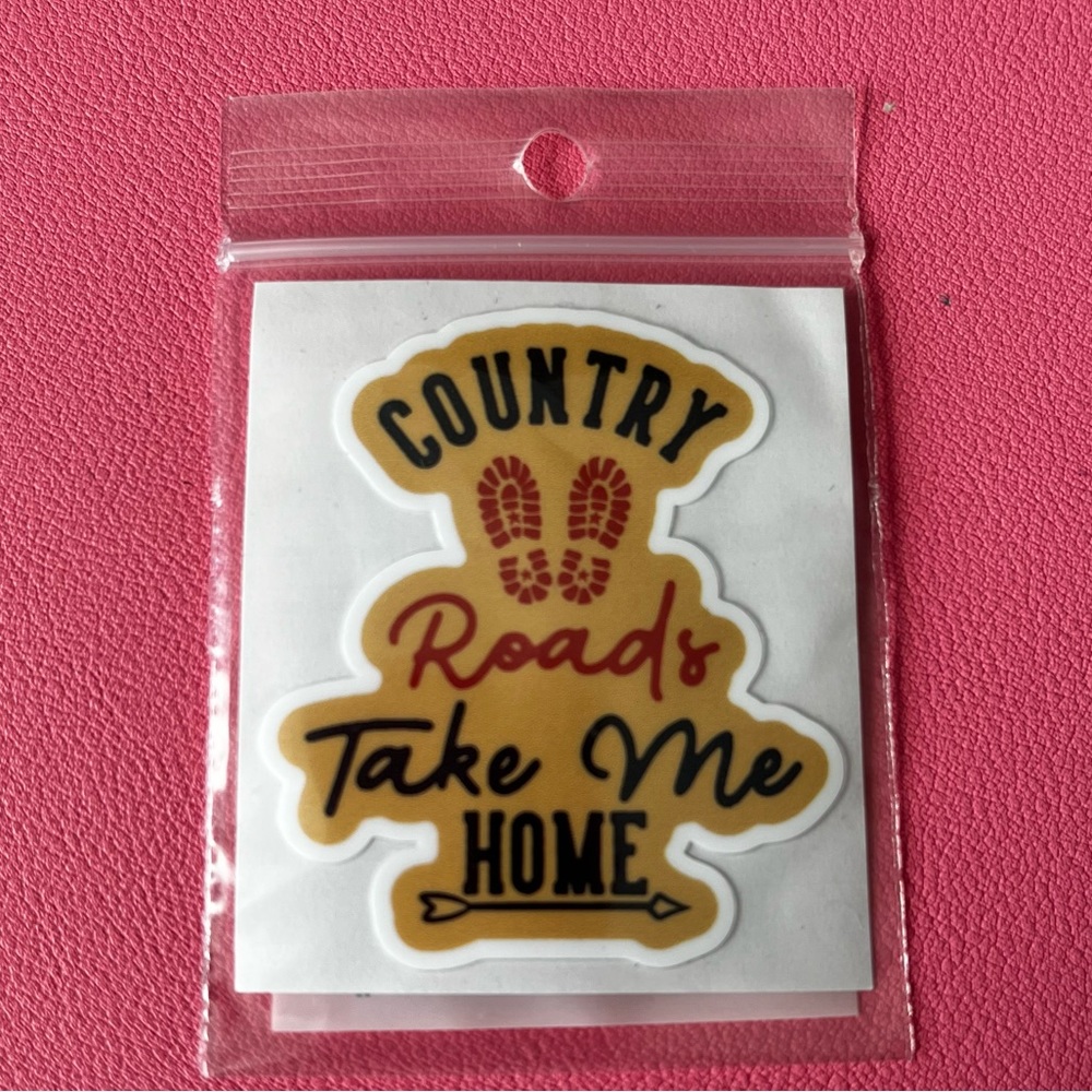 Country roads take me home vinyl decal